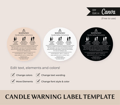 Round Sticker Candle Label Safety Sticker Candle Safety Label Canva Template 2"