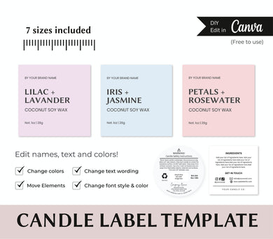 Candle Label Canva Candle Business Label DIY Canva Candle Sticker Template