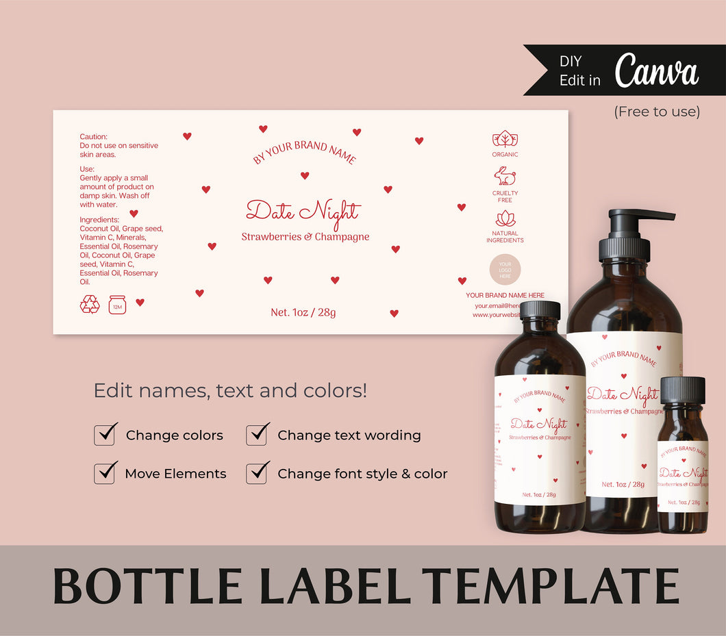 Editable Template Bottle Label 2oz Bottle Label 1 oz Label Oil Bottle 4oz Label 8oz