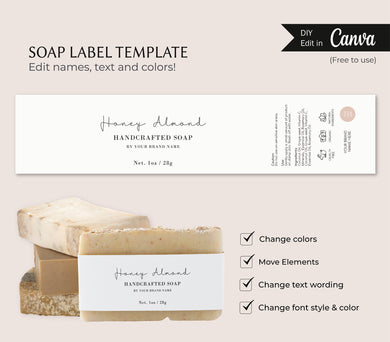 Minimalistic Bar Soap Label Template Canva Soap Label Printable Template