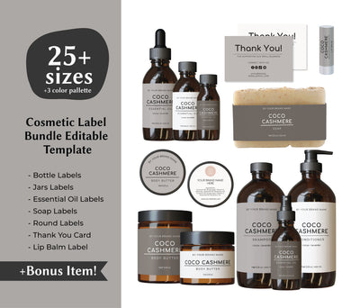 Modern Cosmetic Label Template Minimalistic Product Label Bundle