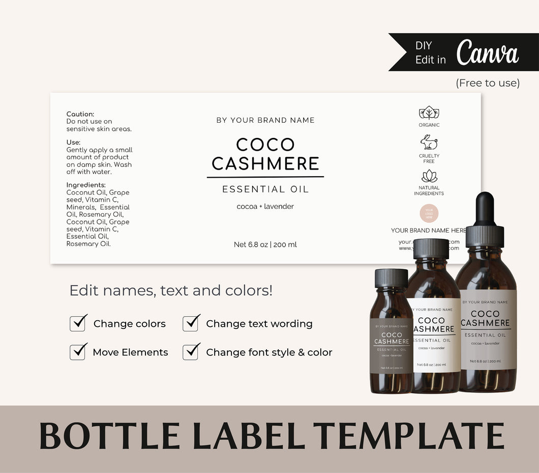 Minimalistic Essential Oil Label Template Minimalistic Bottle Sticker