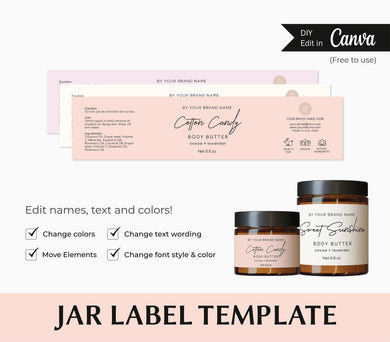Jar Label Template Body Butter Label Custom Jar Label Sticker Jar Printable
