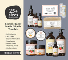 Load image into Gallery viewer, Fun Cosmetic Product Label Template Body Butter Label Template Jar Label
