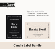 Load image into Gallery viewer, Custom Halloween Candle Label Template Witchy Label Candle Printable Spooky
