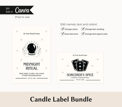 Mystical Candle Label Bundle Spiritual Candle Label Sticker Witchy Candle Label Template