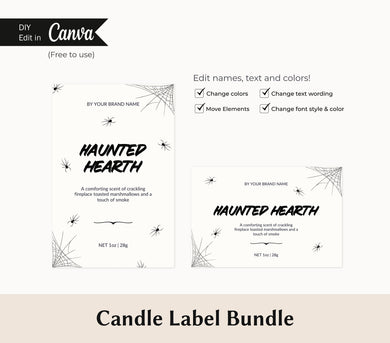 Candle Spooky Label Candle Canva Template Candle Label Editable Candle