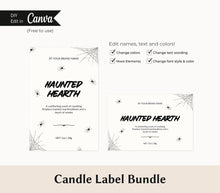 Load image into Gallery viewer, Candle Spooky Label Candle Canva Template Candle Label Editable Candle
