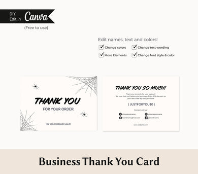 Halloween Business Thank You Card Template Gothic Thank You Card Editable