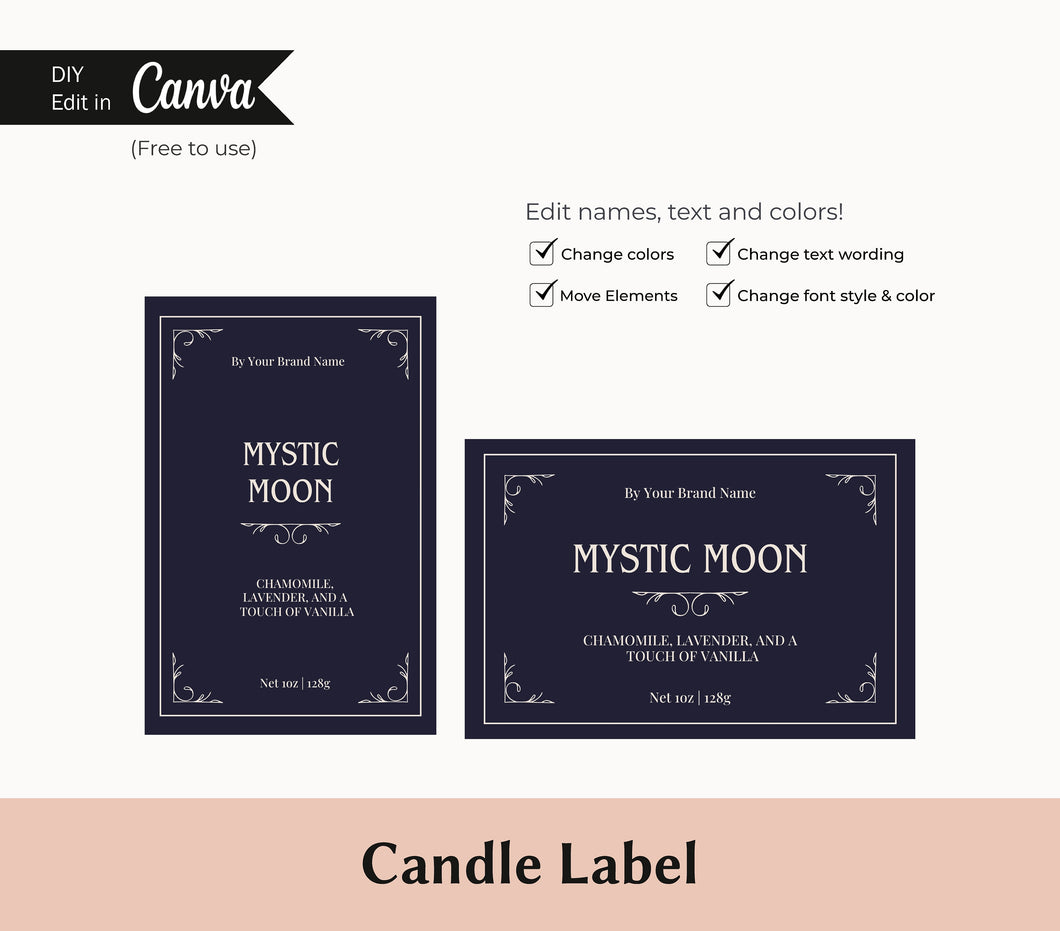 Candle Label Template Canva Label Candle Branding Kit Candle Halloween Label