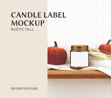Candle Label Mockup Autumn Candle Mockup Rustic Candle Mock-up Amber Jar Candle