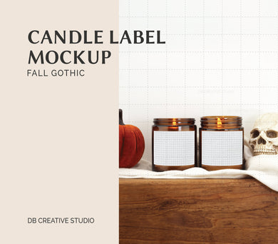 Candle Label Mock Up Halloween Candle Mock-up Fall Candle Label Amber Jar Mockup Edit