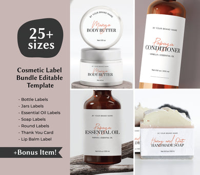 Customizable Cosmetic Label Templates Skincare Label Printable Beauty Product