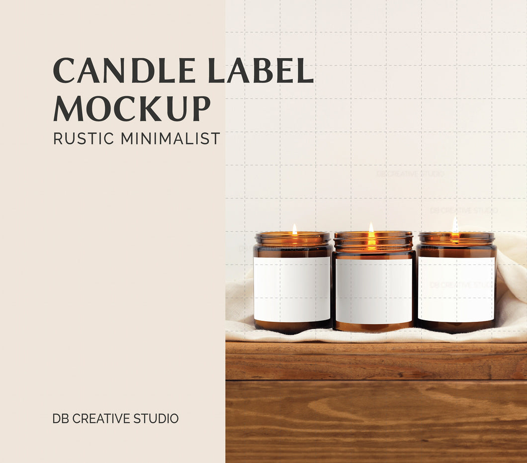 Set of Three Candle Mockup Amber Jar Candle Mockup Minimalist Candle Mock Up Three