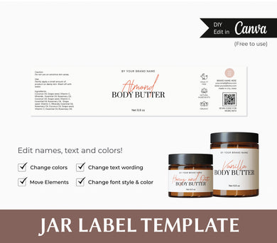 Label Jar Template Label Cream Jar Body Scrub Label Canva Cosmetic Label Jar