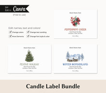 Load image into Gallery viewer, Canva Holiday Candle Label Christmas Printable Label Candle Thank You Card Christmas

