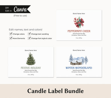 Canva Holiday Candle Label Christmas Printable Label Candle Thank You Card Christmas