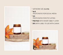 Load image into Gallery viewer, Candle Amber Mock Up Candle Amber Glass Candle Label Jar Packaging Mockup Label
