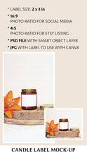 Load image into Gallery viewer, Candle Amber Mock Up Candle Amber Glass Candle Label Jar Packaging Mockup Label
