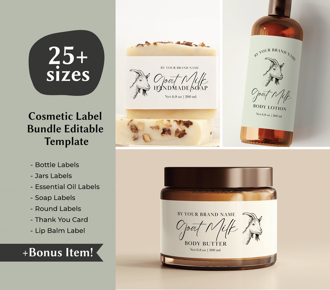Cosmetic Label Bundle Cosmetic Oat Product Label Goat Milk Label